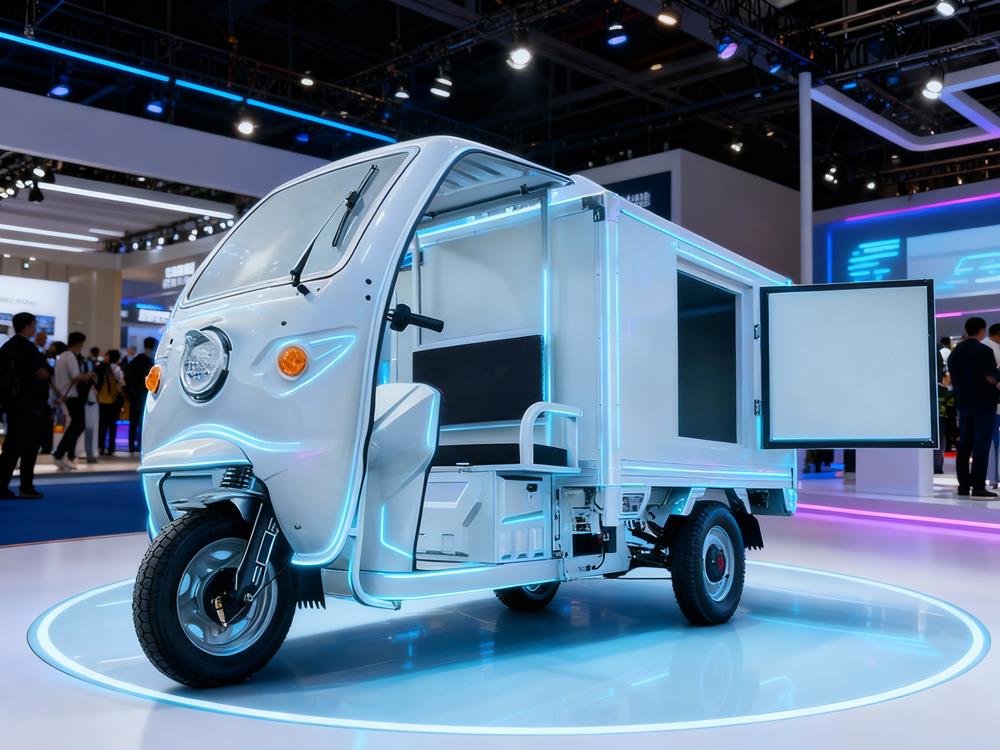 Electric refrigerated tricycle illustration
