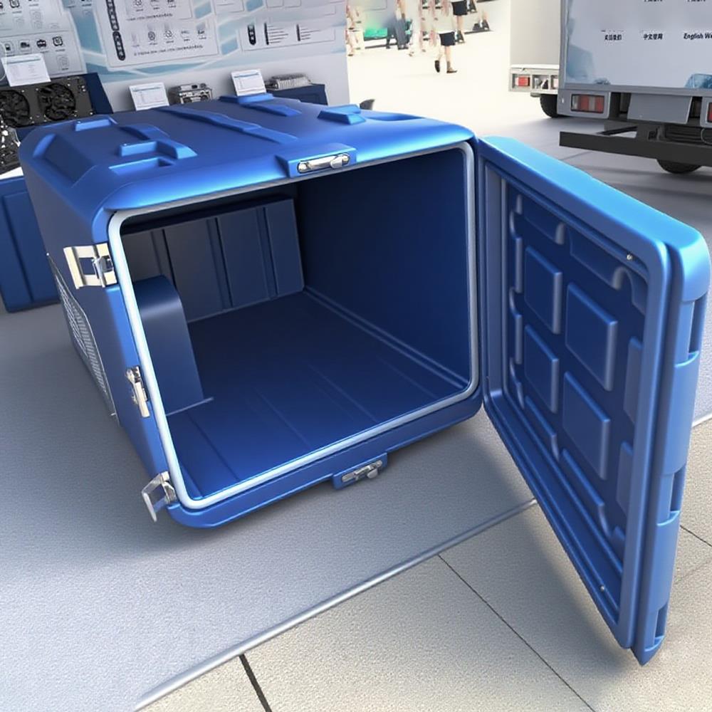 Internal compartment with a 75 mm PU insulation layer (rendered illustration).